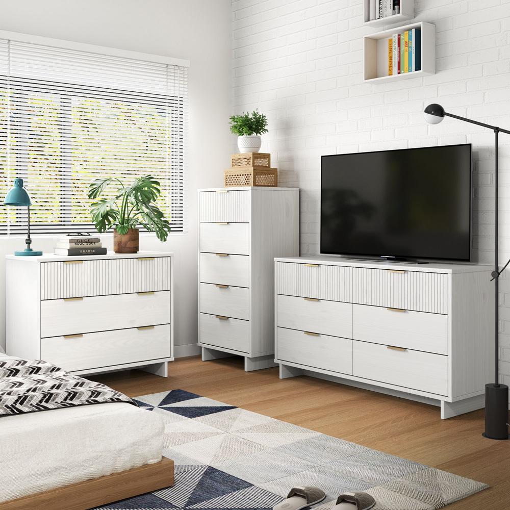 Manhattan Comfort - 3-Piece Granville Dresser Set - Tall Narrow, Standard, Double Dresser with 14 Drawers in White - GRAN031 veiw 10