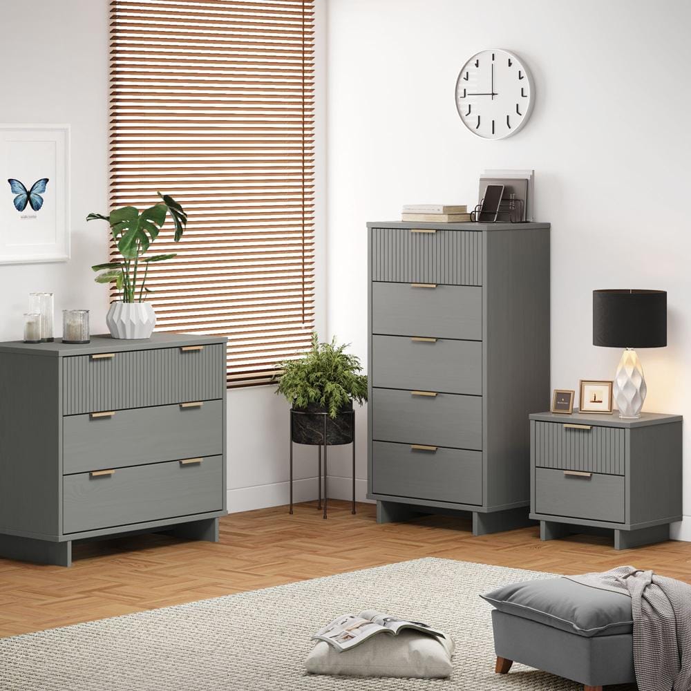 Manhattan Comfort - 3-Piece Granville Dresser Set - Tall Narrow, Standard Dresser and Nightstand with 10 Tall Narrow DresserDrawers in Light Grey - GRAN056 veiw 10