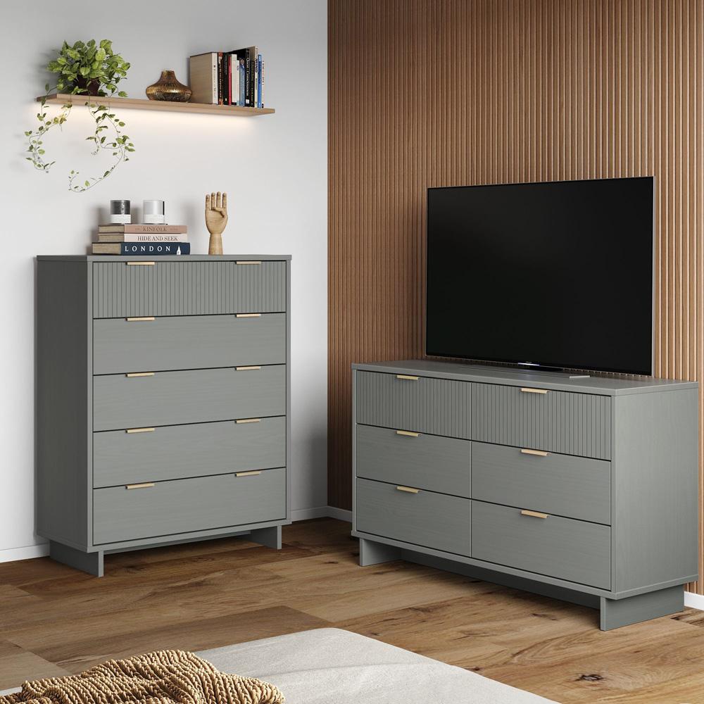 Manhattan Comfort - 2-Piece Granville Chest and Double Dresser with 11 Tall Dresser Drawers in Light Grey - GRAN066 veiw 10