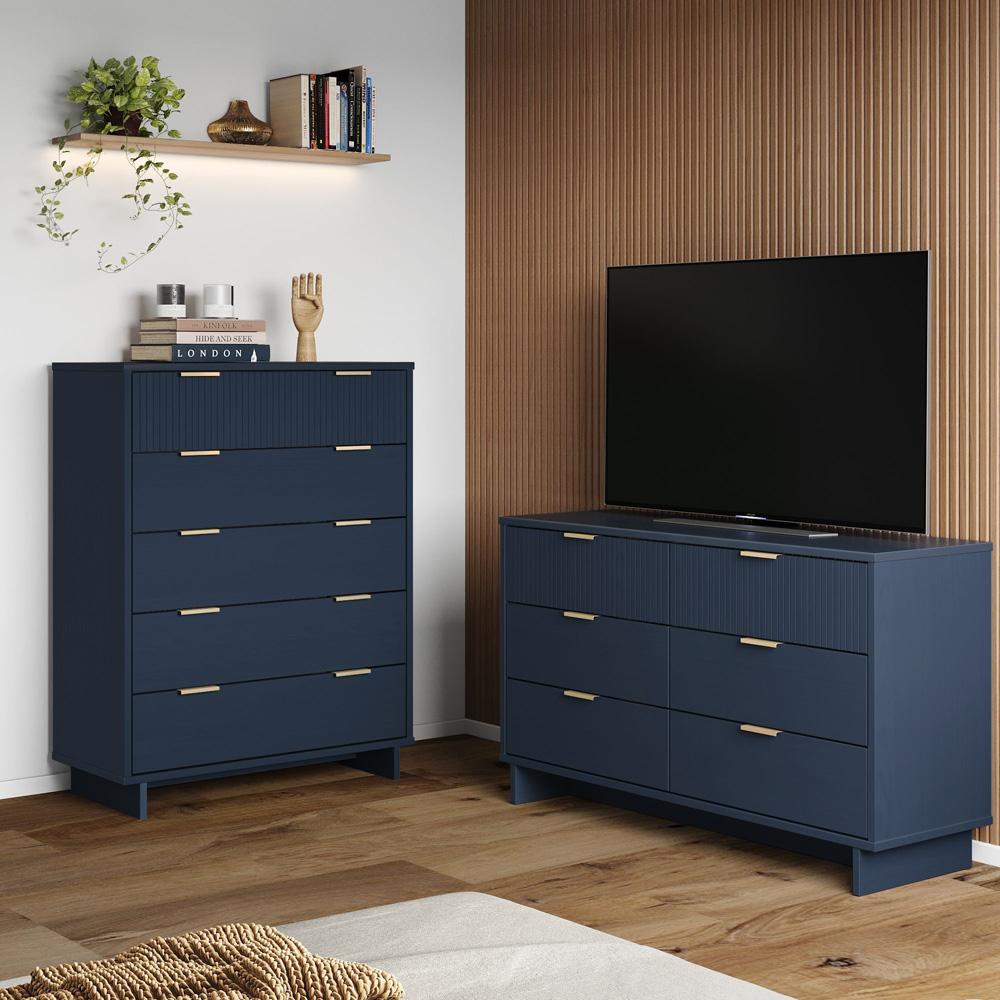 Manhattan Comfort - 2-Piece Granville Chest and Double Dresser with 11 Tall Dresser Drawers in Midnight Blue - GRAN064 veiw 10