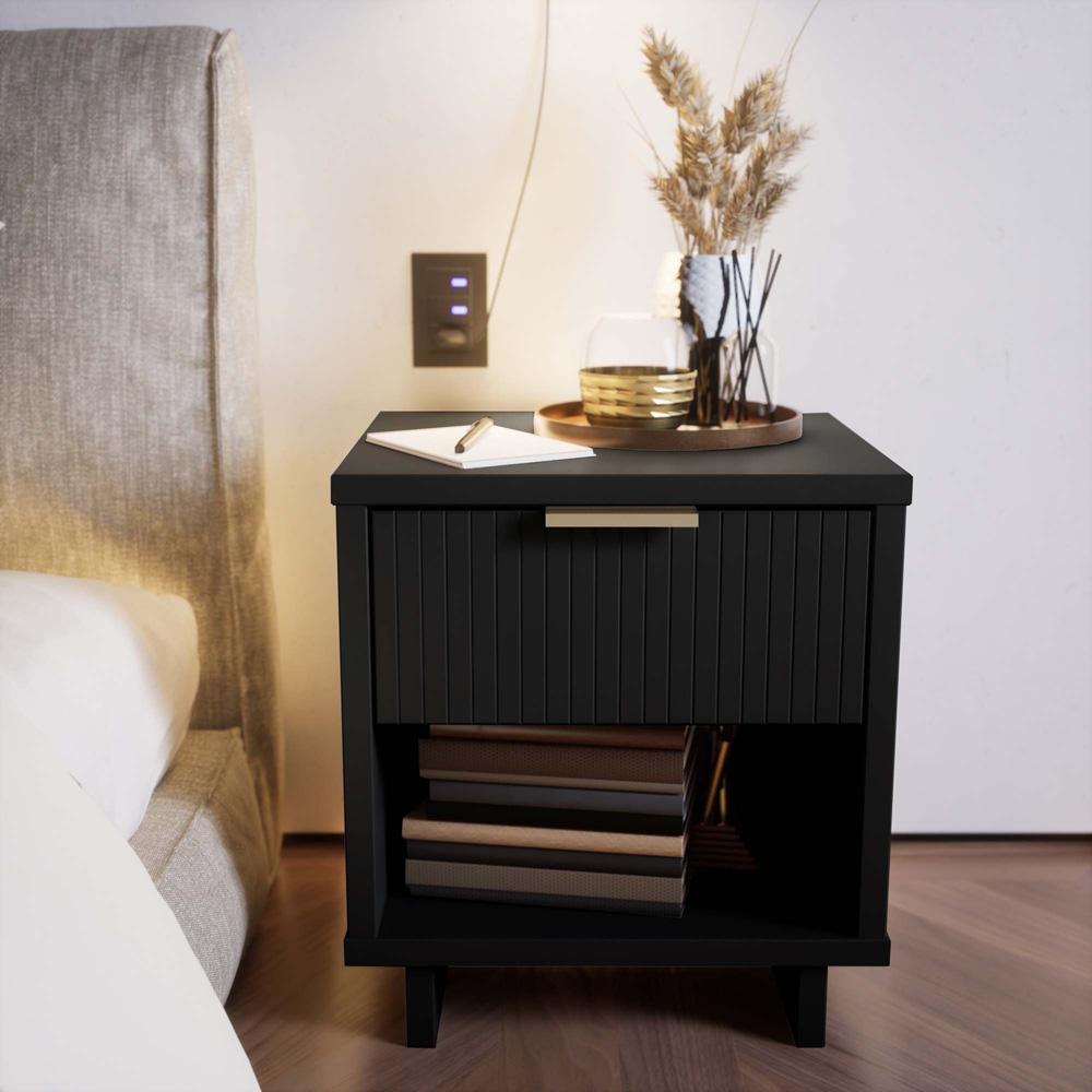 Manhattan Comfort - Granville Nightstand 1.0 with 1 Full Extension Drawers in Black - NS-5002 veiw 10