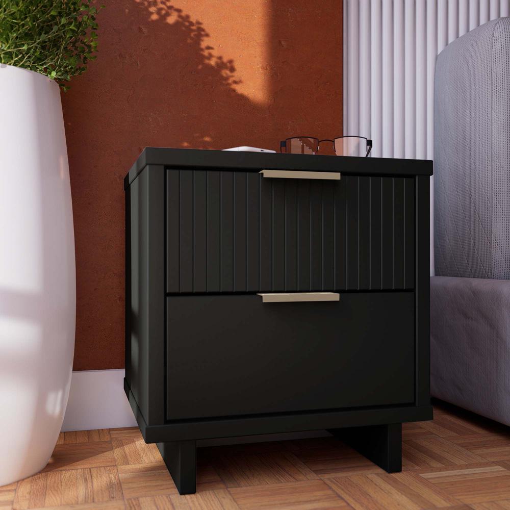 Manhattan Comfort - Granville Nightstand 2.0 with 2 Full Extension Drawers in Black - NS-5012 veiw 10