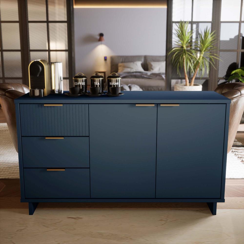 Manhattan Comfort - Granville Sideboard with 3 Full Extension Drawers in Midnight Blue - SB-5004 veiw 10