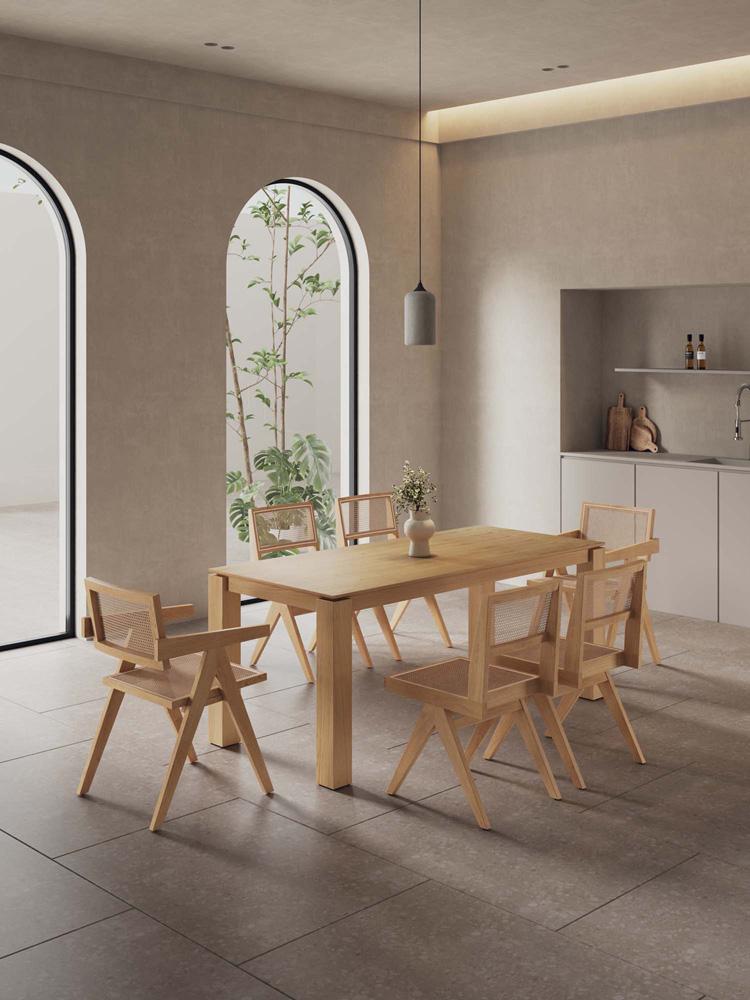 Manhattan Comfort - 7-Piece Hamlet and Rockaway Dining Set in Nature - 6-DT02DCCA03-NA veiw 10