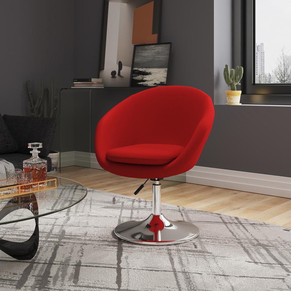 Manhattan Comfort - Hopper Wool Blend Accent Chair with Metal Legs in Red and Polished Chrome - Set of 2 - 2-AC036-RD veiw 6