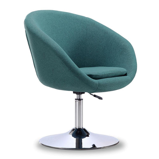 Manhattan Comfort - Hopper Twill Accent Chair with Metal Legs in Sky Blue and Polished Chrome - Set of 2 - 2-AC036-SB veiw 2