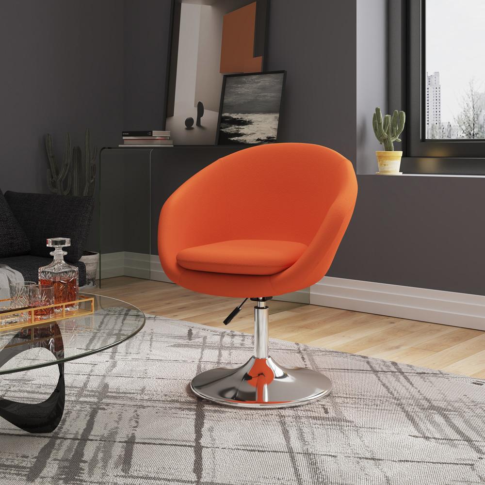 Manhattan Comfort - Hopper Wool Blend Accent Chair with Metal Legs in Orange and Polished Chrome - AC036-OR veiw 4