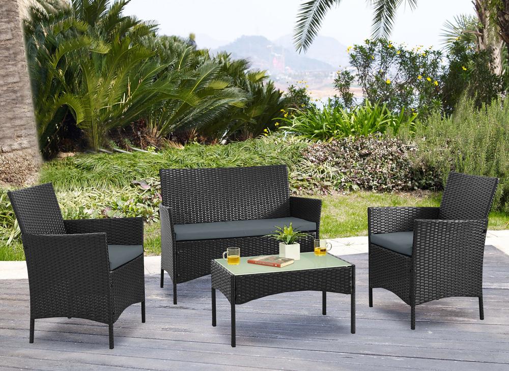 Manhattan Comfort - 4-Piece Imperia Patio Set with Iron Steel Legs in Black and Grey - OD-CV008-GY veiw 11