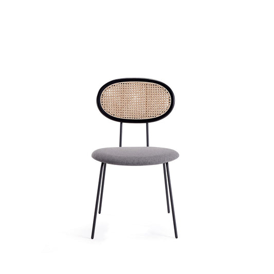 Manhattan Comfort - Jardin Woven Polycotton Dining Chair with Metal Legs in Black and Grey - Set of 2 - DCCA06-GY veiw 2