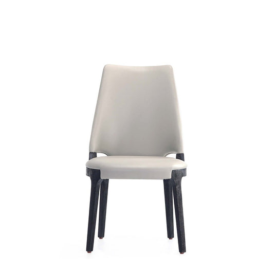 Manhattan Comfort - Kara Leatherette and Velvet Dining Chair with Beech Wood Legs in Light Grey - Set of 4 - 2-DC057-LG veiw 2