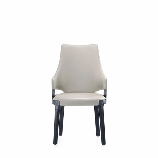 Manhattan Comfort - 8-Piece Kara Leatherette and Velvet Dining Chair and Arm Chair with Beech Wood Legs in Light Grey - 6-DC057-LG veiw 2
