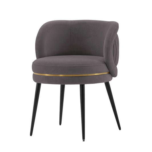 Manhattan Comfort - Kaya Velvet Dining Chair with Elm Wood & Metal Legs in Grey - Set of 2 - 2-DC080-GY veiw 2