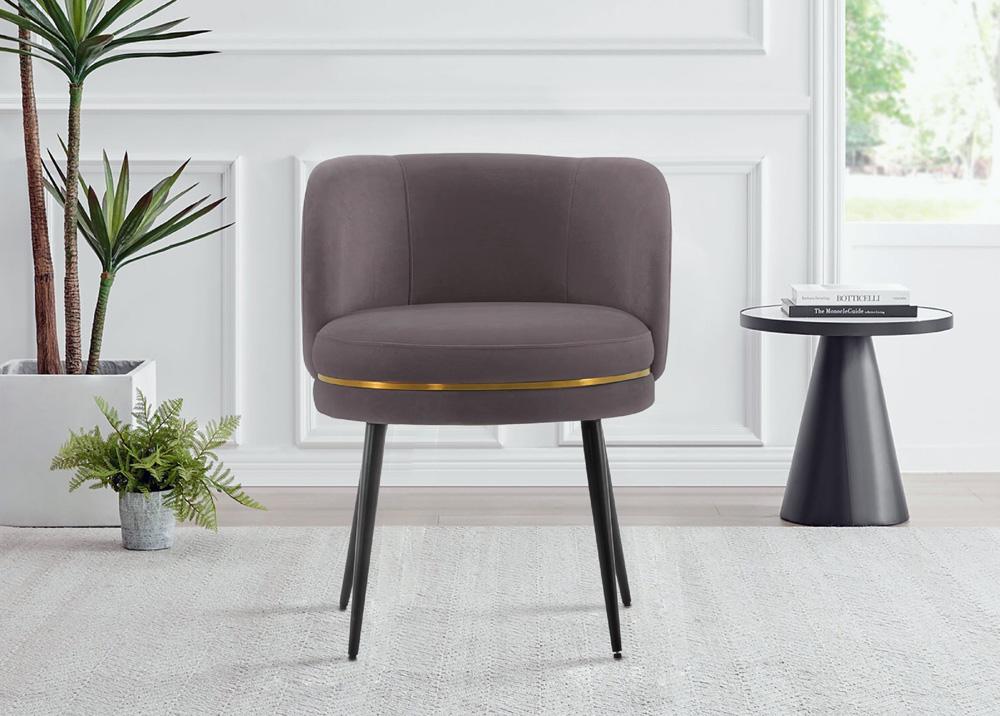 Manhattan Comfort - Kaya Velvet Dining Chair with Elm Wood & Metal Legs in Grey - DC080-GY veiw 7