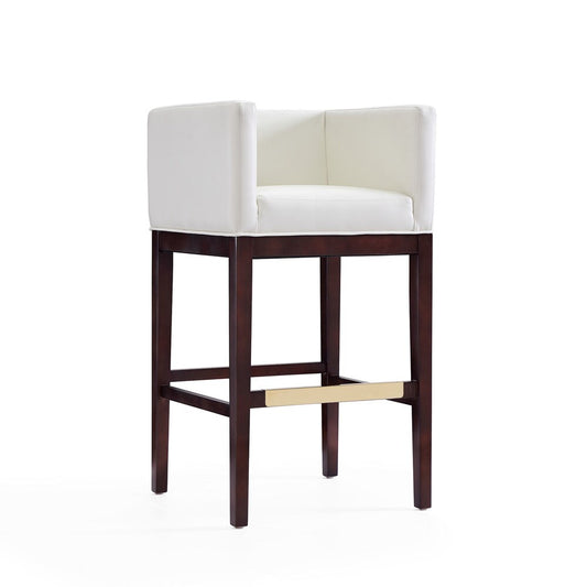 Manhattan Comfort - Kingsley Faux Leather Bar Stool in Ivory and Dark Walnut - Set of 2 - 2-BS012-IV veiw 2