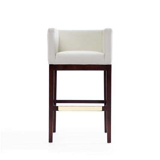 Manhattan Comfort - Kingsley Faux Leather Bar Stool in Ivory and Dark Walnut - BS012-IV veiw 2