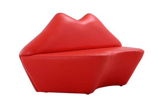Manhattan Comfort - Kiss Faux Leather Loveseat with Hardwood Legs in Red - LS010-RD veiw 2