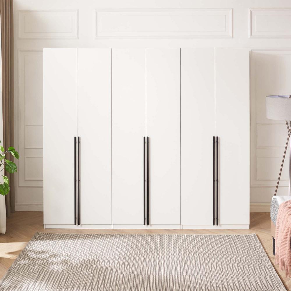 Manhattan Comfort - Lee Wardrobe Closet 2.0 with 6 Full Extension Drawers in White - Set of 3 - 3-WC002-WH veiw 10
