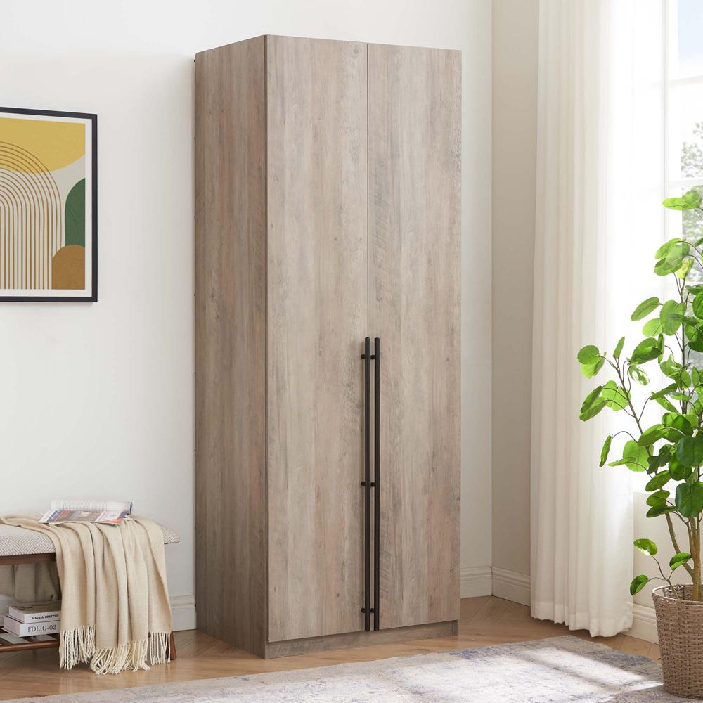 Manhattan Comfort - Lee Wardrobe Closet 3.0 with 4 Adjustable Shoe Rack Shelves in Rustic Grey - WC003-GY veiw 10