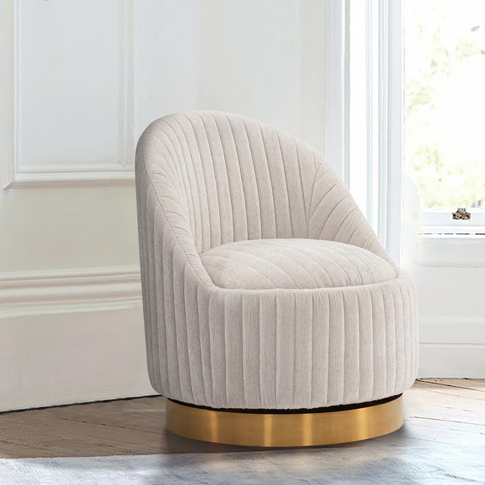 Manhattan Comfort - Leela Chenille Accent Chair with Metal Legs in Cream - AC058-CR veiw 7