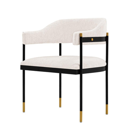 Manhattan Comfort - Lia Chenille Dining Armchair with Metal Legs in Cream - DC074-CR veiw 2