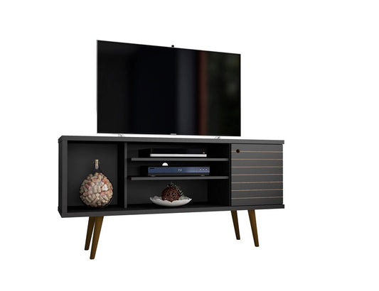Manhattan Comfort - Liberty TV Stand with 5 Fixed Shelves in Black - 200AMC8 veiw 2