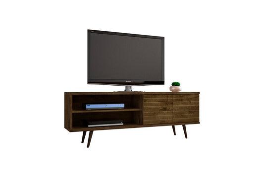 Manhattan Comfort - Liberty 63W TV Stand with 3 Fixed Shelves in Rustic Brown - 201AMC9 veiw 2