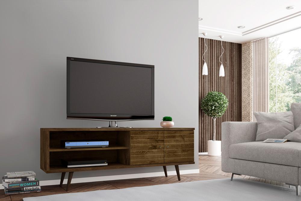 Manhattan Comfort - Liberty 63W TV Stand with 3 Fixed Shelves in Rustic Brown - 201AMC9 veiw 8