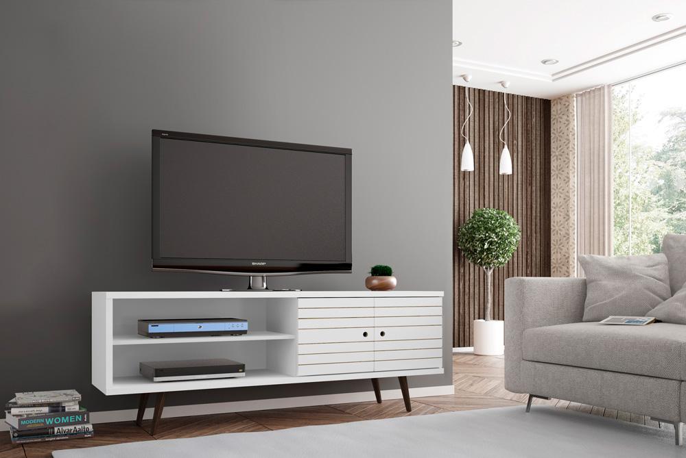 Manhattan Comfort - Liberty 63W TV Stand with 3 Fixed Shelves in White - 201AMC6 veiw 8