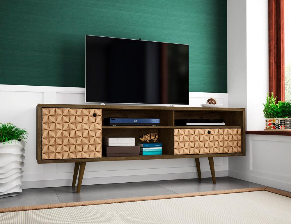 Manhattan Comfort - Liberty TV Stand with 1 Drawers in Rustic Brown and 3D Brown Prints - 202AMC97 veiw 8