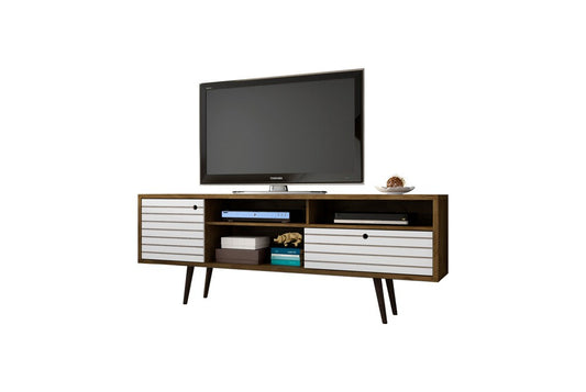 Manhattan Comfort - Liberty TV Stand with 1 Drawers in Rustic Brown and White - 202AMC96 veiw 2