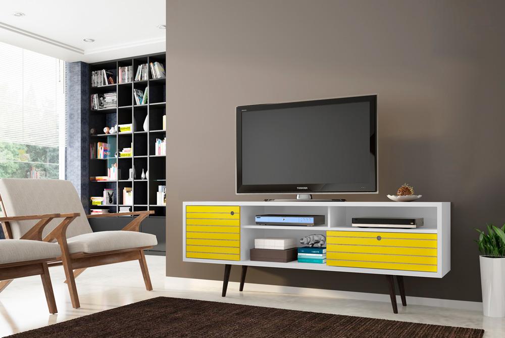 Manhattan Comfort - Liberty TV Stand with 1 Drawers in White and Yellow - 202AMC64 veiw 8