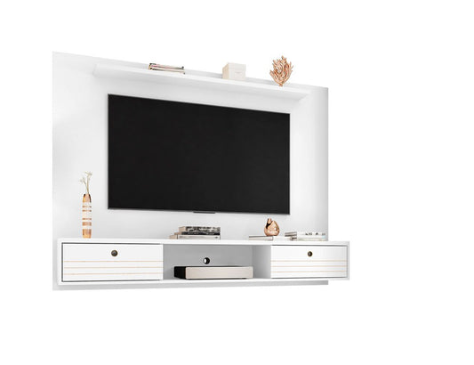 Manhattan Comfort - Liberty Floating Entertainment Center with 3 Fixed Shelves Shelves in White - 235BMC6 veiw 2
