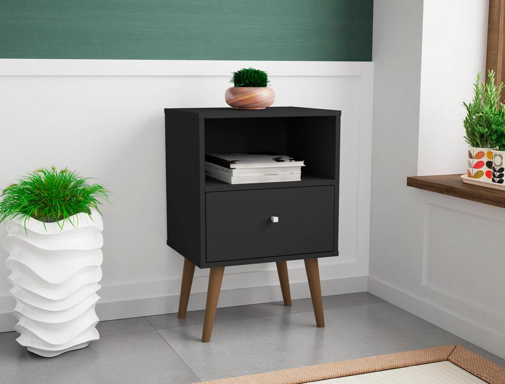 Manhattan Comfort - Liberty Nightstand with 1 Drawers in Black - 203AMC8 veiw 6