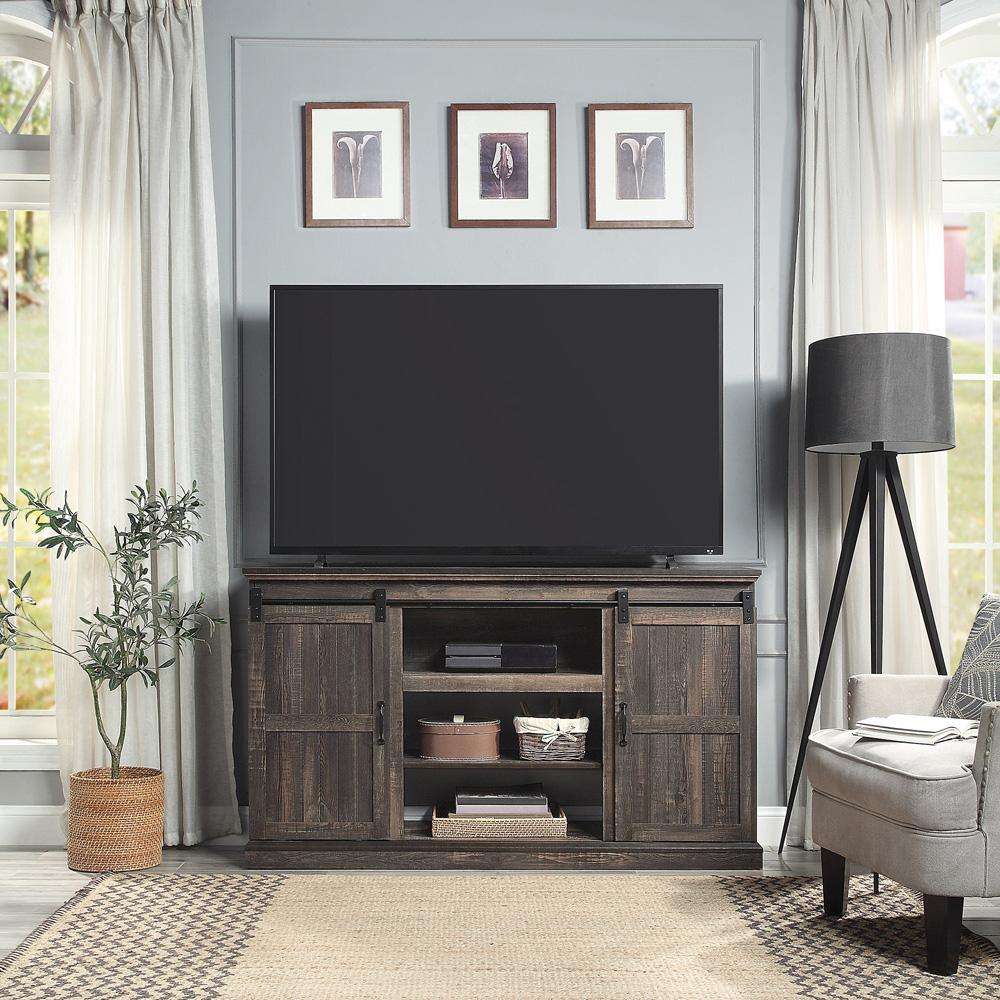 Manhattan Comfort - Myrtle TV Stand with 7 Fixed Shelves in Heavy Brown - TVFP2-BR veiw 8