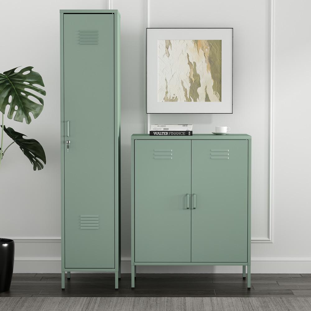 Manhattan Comfort - 2-Piece Naomi Accent Cabinet and Storage Cabinet with 8 Adjustable Shelves in Green - 2-AF067-GR veiw 10