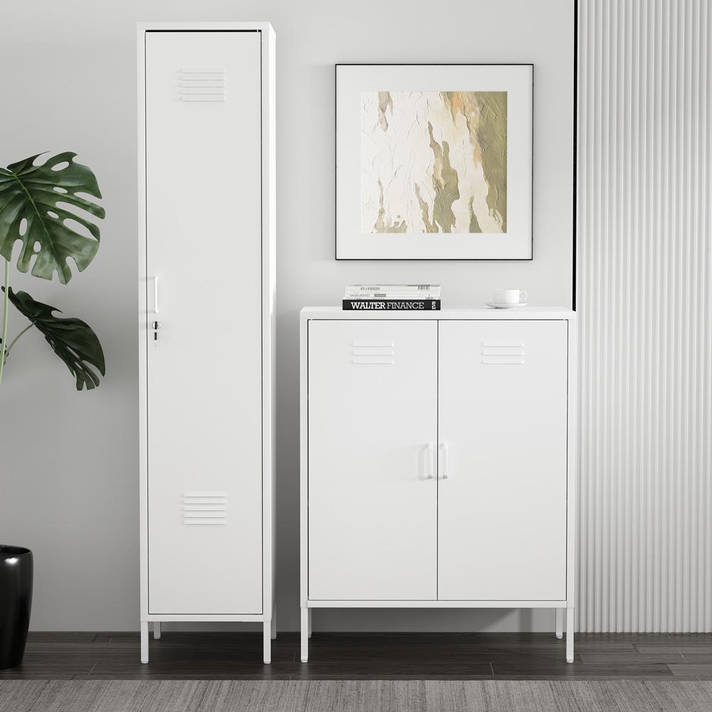 Manhattan Comfort - 2-Piece Naomi Accent Cabinet and Storage Cabinet with 8 Adjustable Shelves in White - 2-AF067-WH veiw 10