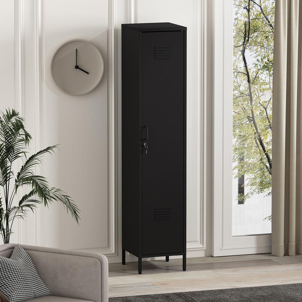 Manhattan Comfort - Naomi 15 Single Locker Storage Cabinet with 5 Adjustable Shelves in Black - AF007-BK veiw 10