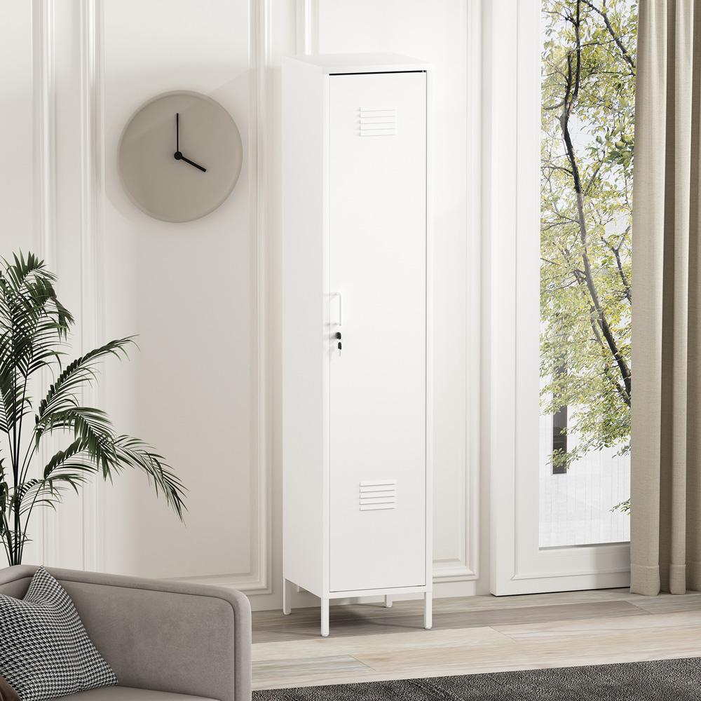 Manhattan Comfort - Naomi 15 Single Locker Storage Cabinet with 5 Adjustable Shelves in White - AF007-WH veiw 10