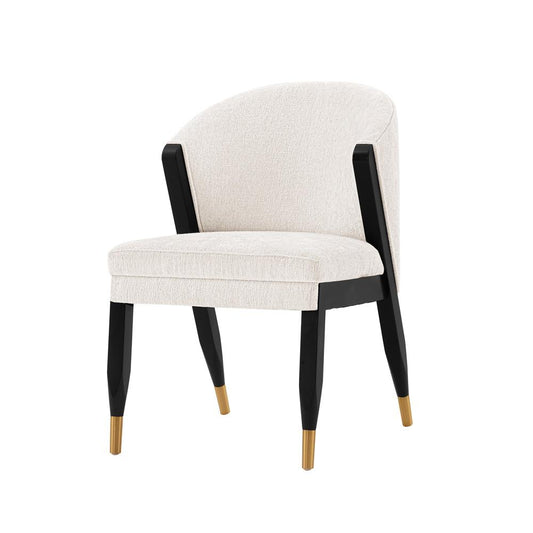 Manhattan Comfort - Ola Chenille Dining Chair with Elm Wood & Metal Legs in Cream - DC075-CR veiw 2
