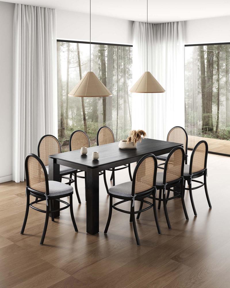 Manhattan Comfort - 9-Piece Paragon 1.0 and Rockaway Woven Polycotton Dining Set in Black and GreyBlack - 8-DT02DCCA05-GY veiw 10