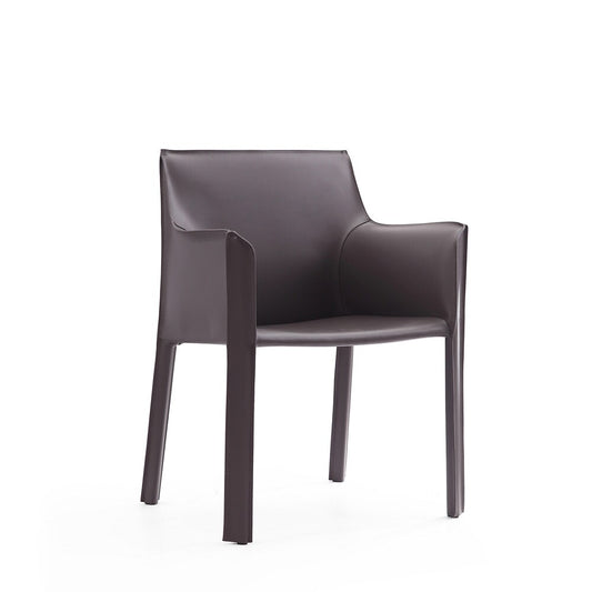 Manhattan Comfort - 8-Piece Paris Saddle Leather Dining Chairs with Metal Legs in Grey - 6-DC3432-GY veiw 2