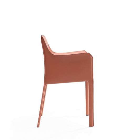 Manhattan Comfort - Paris Saddle Leather Dining Armchair with Metal Legs in Clay - DC034-CY veiw 2