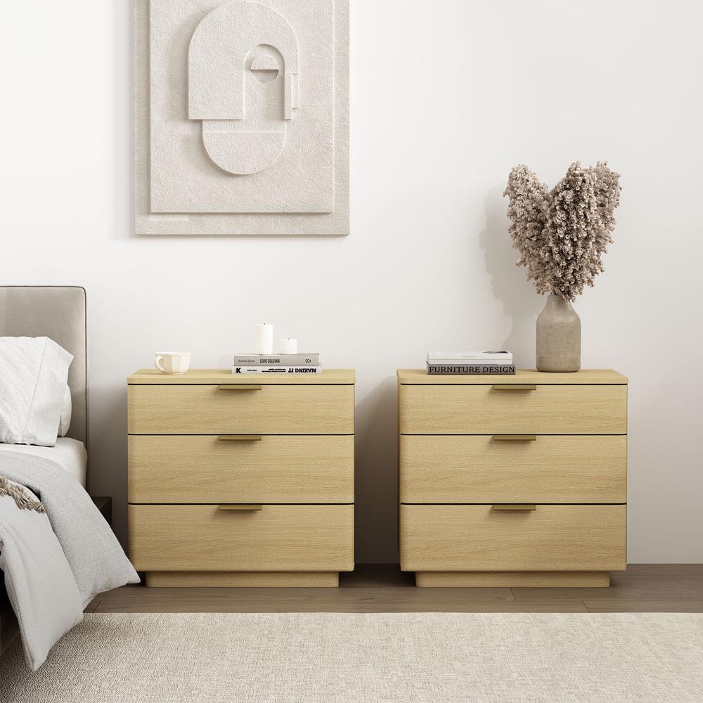 Manhattan Comfort - Payton Nightstand with 6 Drawers in Natural Oak and Gold - Set of 2 - 2-NS009-GNO veiw 8