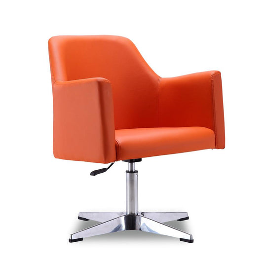 Manhattan Comfort - Pelo Faux Leather Accent Chair with Metal Legs in Orange and Polished Chrome - Set of 2 - 2-AC030-OR veiw 2