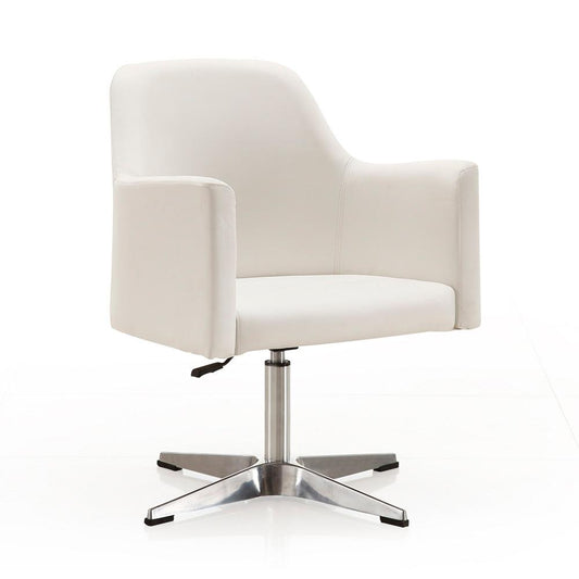 Manhattan Comfort - Pelo Faux Leather Accent Chair with Metal Legs in White and Polished Chrome - Set of 2 - 2-AC030-WH veiw 2
