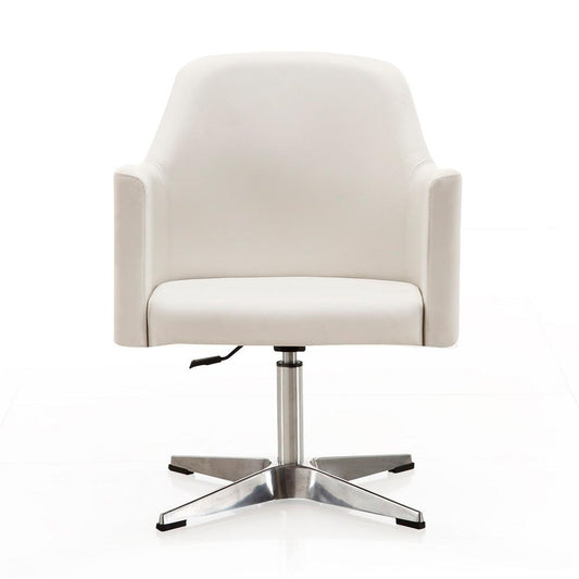 Manhattan Comfort - Pelo Faux Leather Accent Chair with Metal Legs in White and Polished Chrome - AC030-WH veiw 2