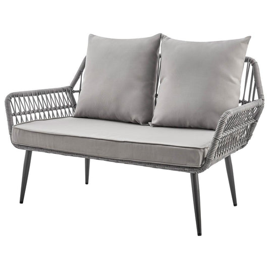 Manhattan Comfort - 4-Piece Portofino Polyester Patio Set with Coffee Table with Iron Steel Legs in Grey - OD-CV019-GY veiw 2