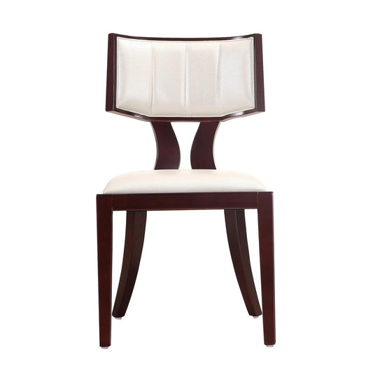 Manhattan Comfort - Pulitzer Faux Leather Dining Chairs with Beech Wood Legs in Pearl White and Walnut - Set of 2 - DC001-PW veiw 2