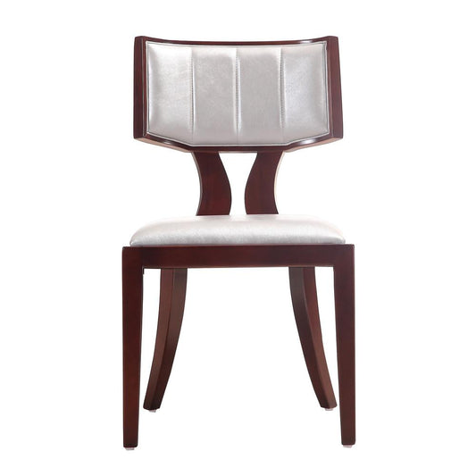 Manhattan Comfort - Pulitzer Faux Leather Dining Chairs with Beech Wood Legs in Silver and Walnut - Set of 2 - DC001-SV veiw 2