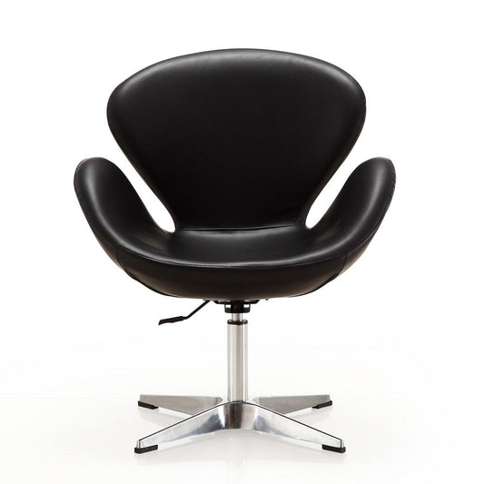 Manhattan Comfort - Raspberry Faux Leather Accent Chair with Metal Legs in Black and Polished Chrome - AC038-BK veiw 2